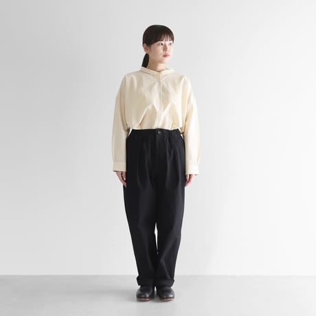 先染めバフクロスセミワイドパンツ（ブラック）【ユニセックス】512