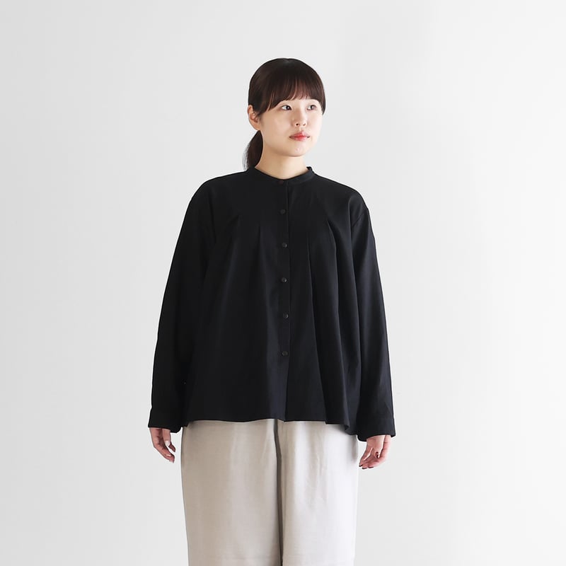 名古屋黒紋付染］フランス綾タックブラウス（山勝ブラック）【レディス