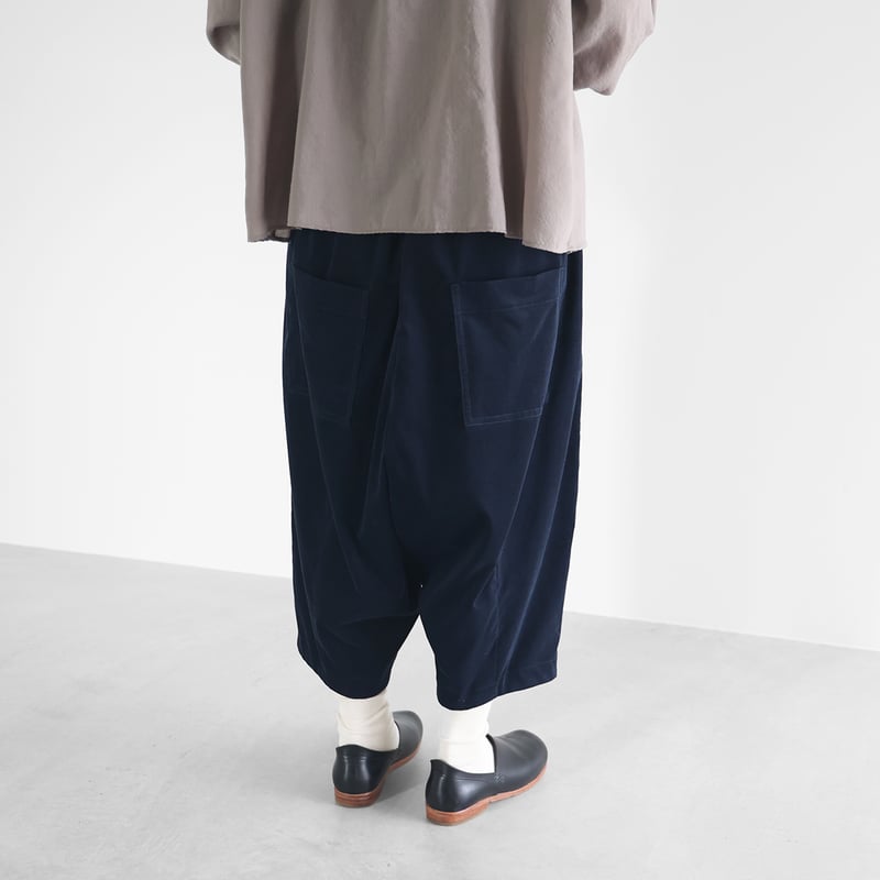 HUIS遠州織物みじんコール　サルエルバルーンパンツ黒 みじんコールサルエルバルーンパンツ【ユニセックス】511を