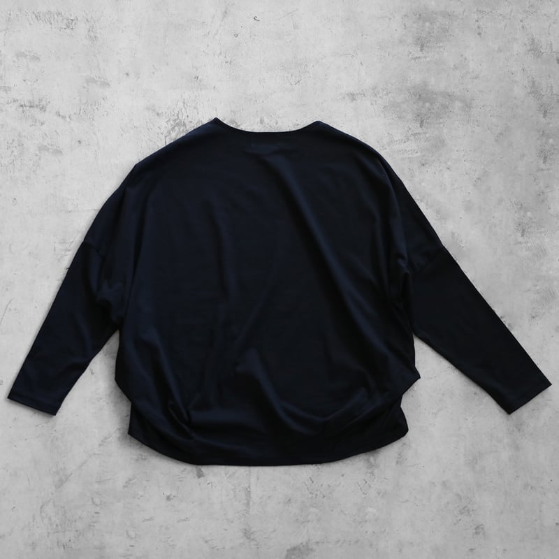 HUIS in house］SUVIN COTTON長袖コクーンカットソー（ブラック）【レデ