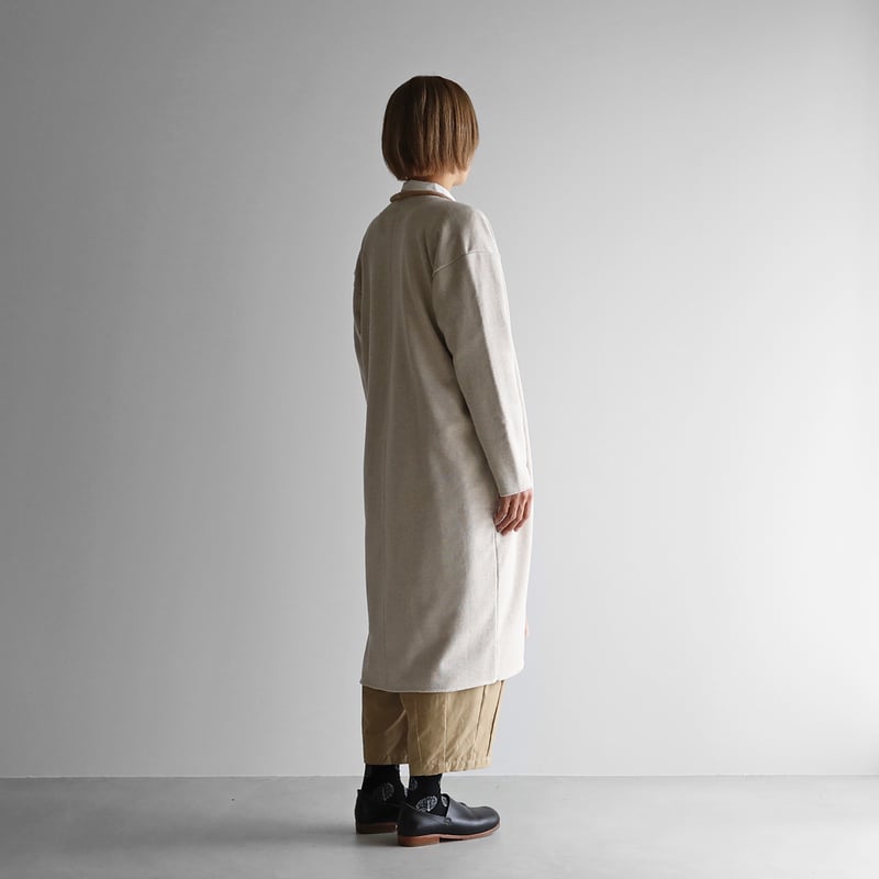 HUIS X yohaku ロングカーディガン HUIS×yohaku吊り編み&茶綿スウェットロングカーディガン（トップ