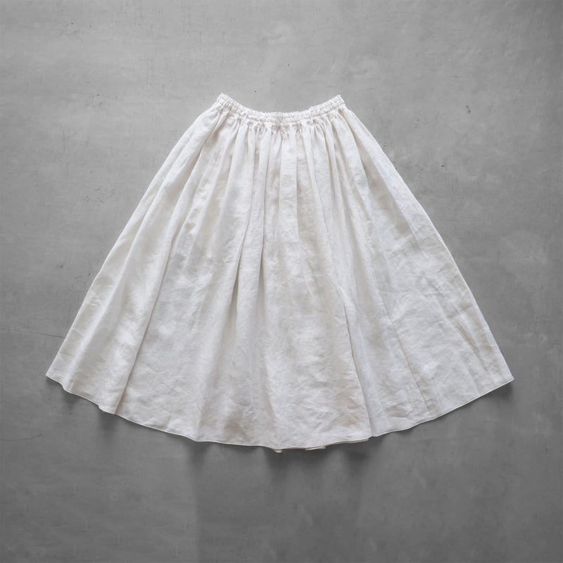 オールドレピアリネンロングスカート（白）【レディス】U402 | HUIS