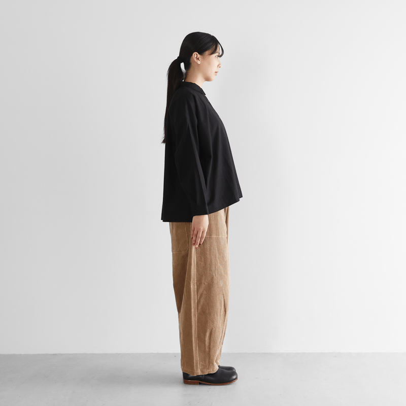 オーガニックコットン起毛ビエラワイドブラウス（ブラック）【レディス