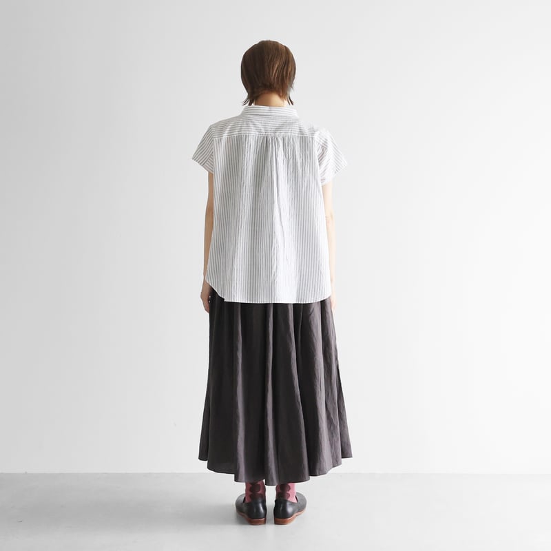 オールドレピアリネンロングスカート（チャコールグレー）【レディス