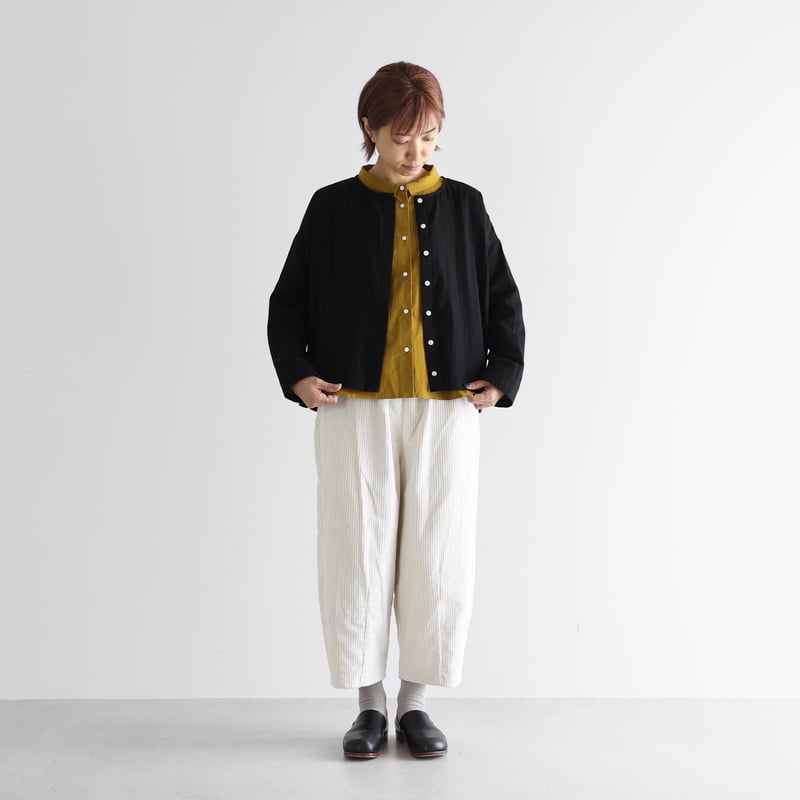 シャトルダブルガーゼショートカーディガン（ブラック