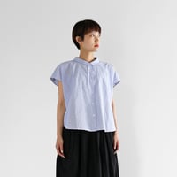 コードレーンフレンチスリーブワイドブラウス（ブルー）【レディス】U103