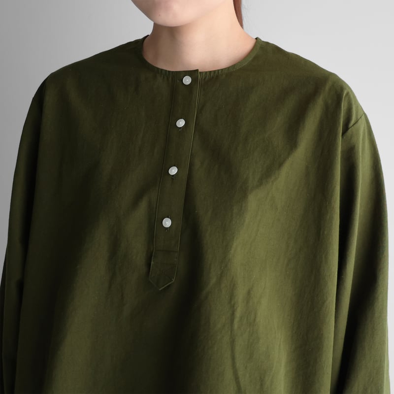 ギザコットンヘンプヘンリーネックナチュラルプルオーバー