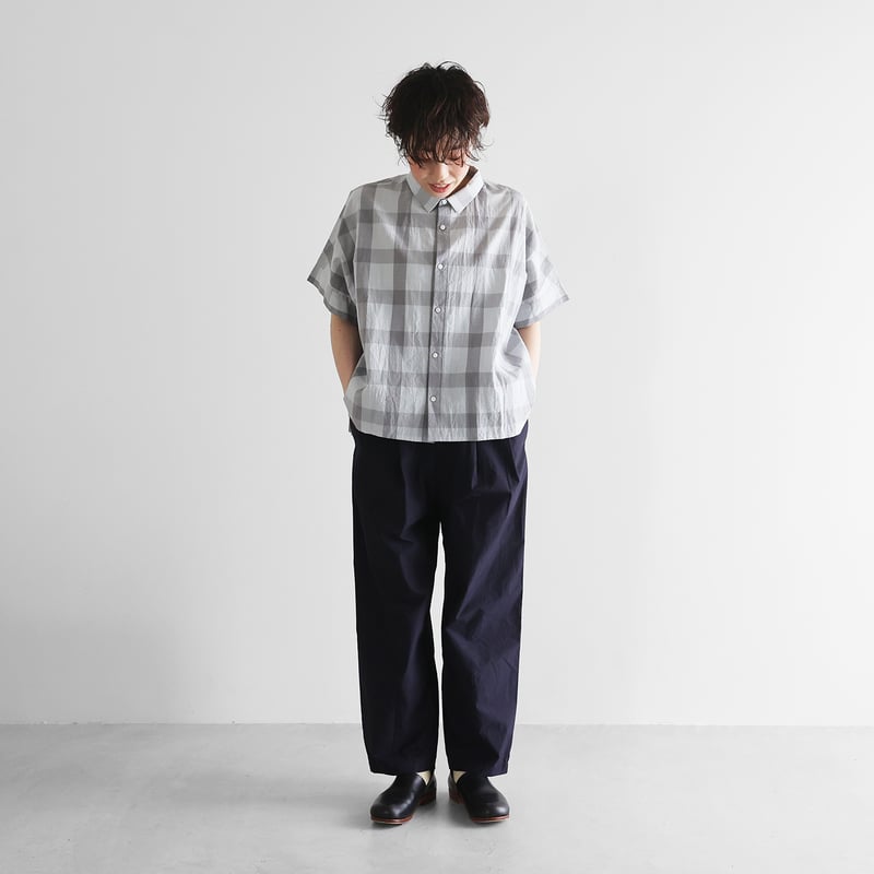 ばちばちタイプライタークロスワイドパンツ（ダークネイビー）【ユニ