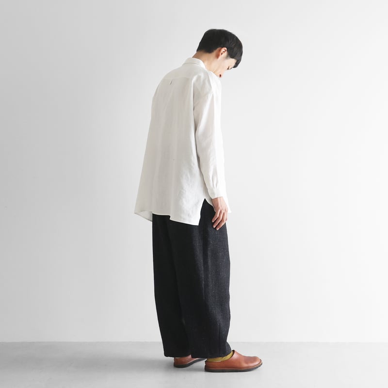 HUIS×尾州”縮絨リネンウールバルーンパンツロング（ブラック）【ユニ