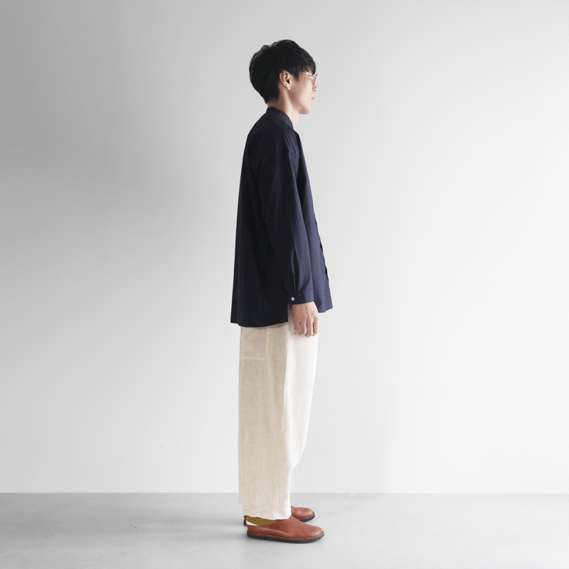 ばちばちタイプライタークロスバンドカラーオーバーシャツL（ダーク