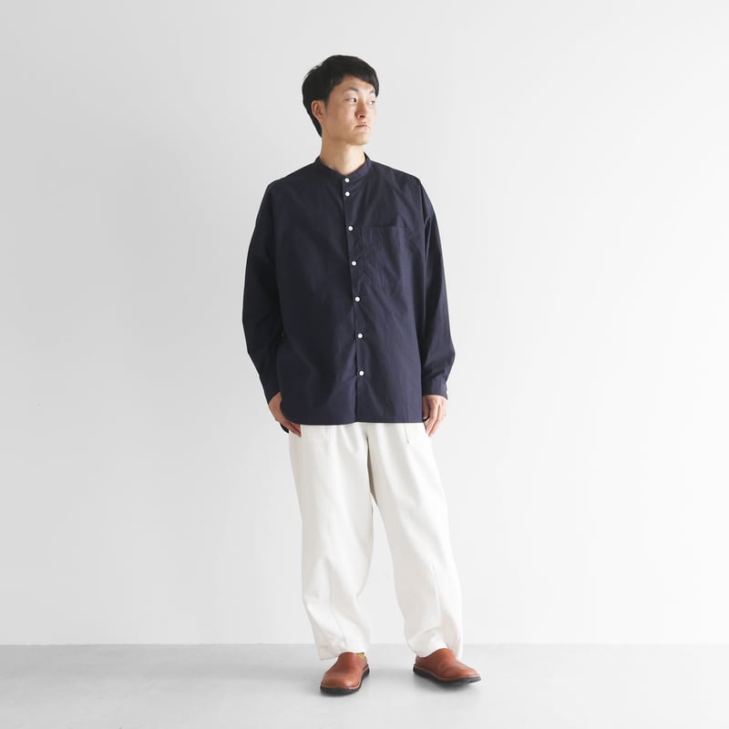 ばちばちタイプライタークロスバンドカラーオーバーシャツL（ダーク