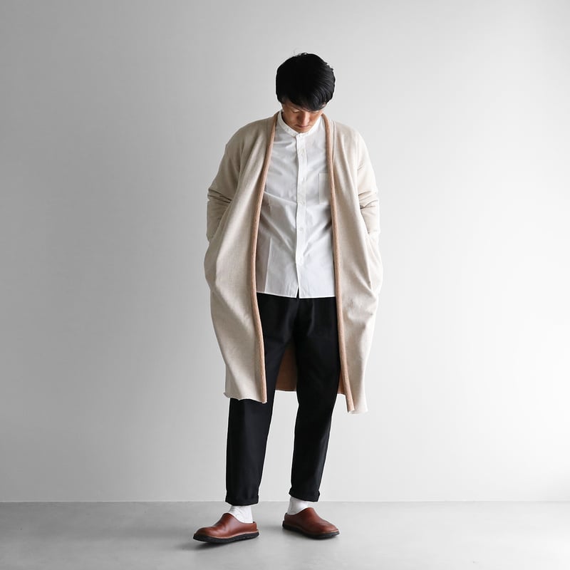 HUIS×yohaku吊り編み&茶綿スウェットロングカーディガン