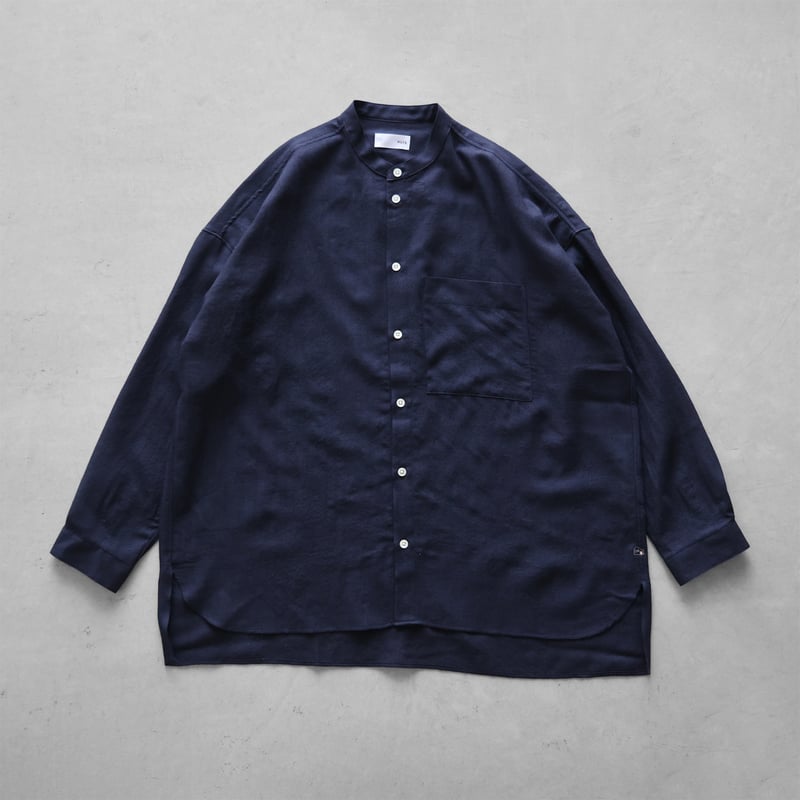 美品 newnow ニューナウ サージウールシャツ ネイビー オーバーサイズ M newnow ニューナウ サージウールシャツ ネイビー オーバーサイズ