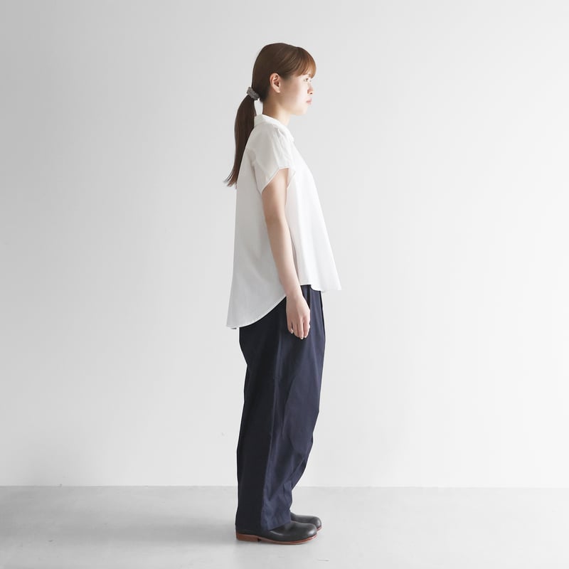 HUIS　オーガニックコットン　ワイドブラウス　F　刺繍　ネイビー　遠州 HUIS オーガニックコットン ワイドブラウス F 刺繍 ネイビー 遠州