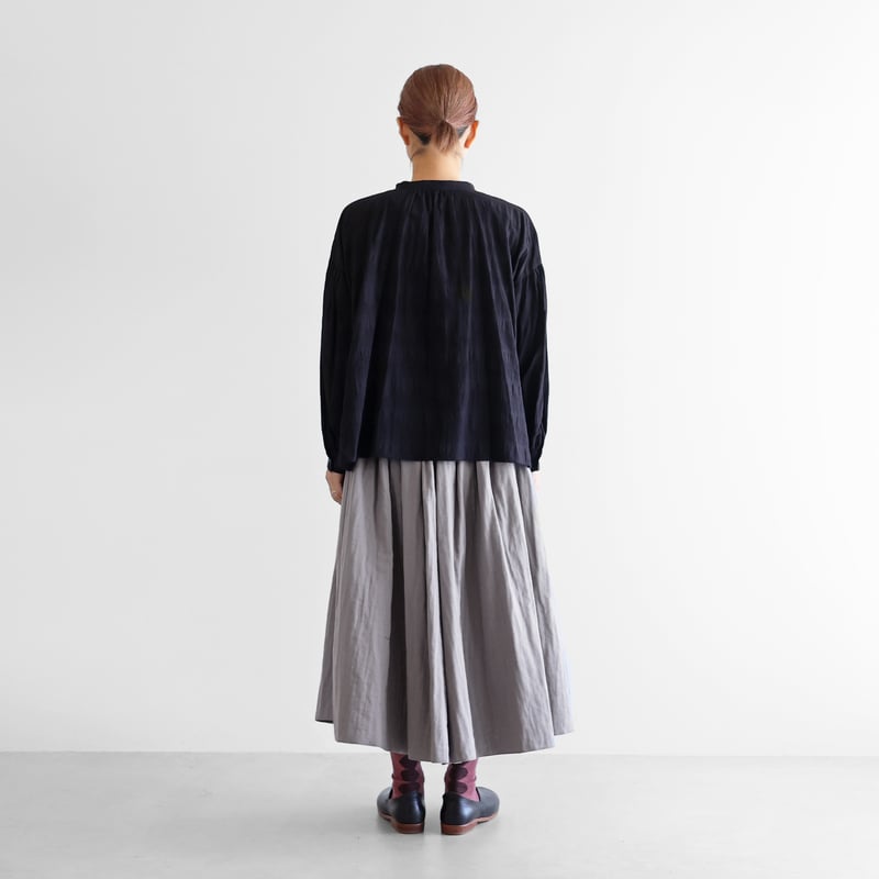 シャトルトリプルガーゼロングスカート（ライトグレー）【レディス