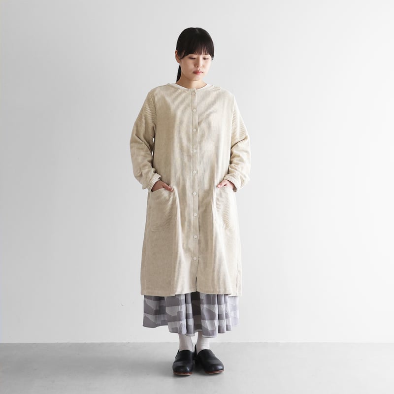 綿麻コーデュロイワンピース（太畝・きなり）【レディス】U203 | HUIS