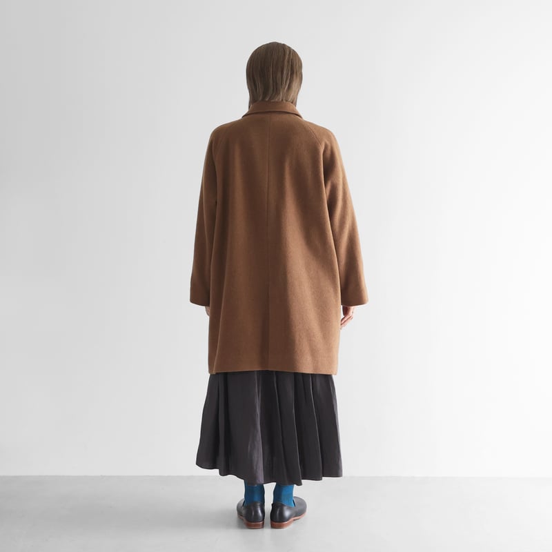 HUIS×尾州”縮絨ウールフランネルミドルコート （ブラウン）【ユニ