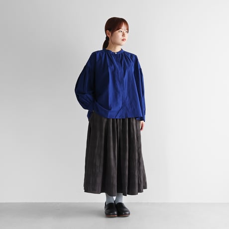 柄二重織シャトルジャガードロングスカート（ダークグレー）【レディス】U402