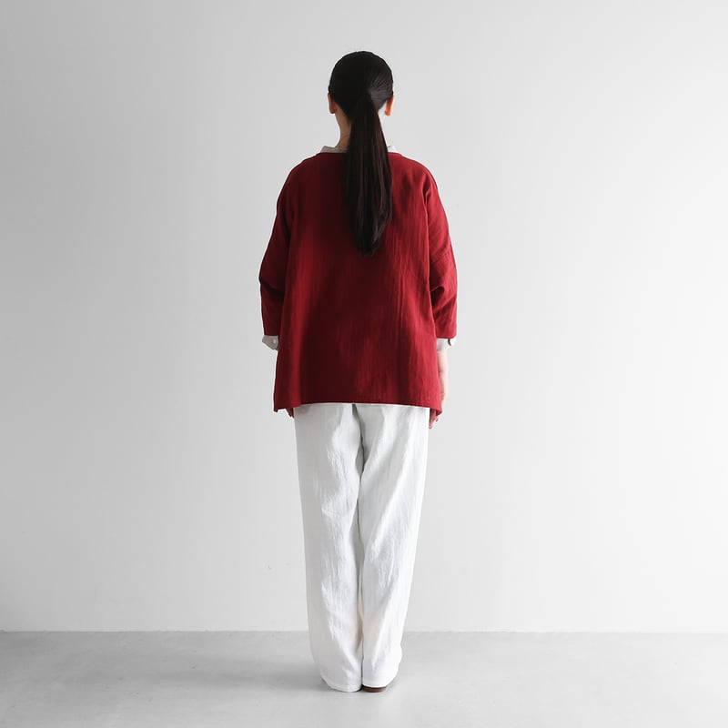 オールドレピア天日干しラミーリネンワイドストレートワークパンツ（白