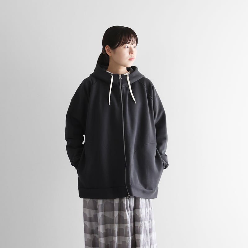 muningwear スウェット　 LLサイズ グレー/ブラック HUIS in house］SUVINスウェットジップパーカーL（ダークグレー
