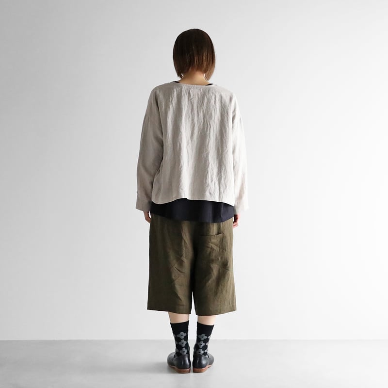 HUIS 遠州織物　 シャトルリネンジャガードショートカーディガン HUIS 遠州織物 シャトルリネンジャガードショートカーディガン