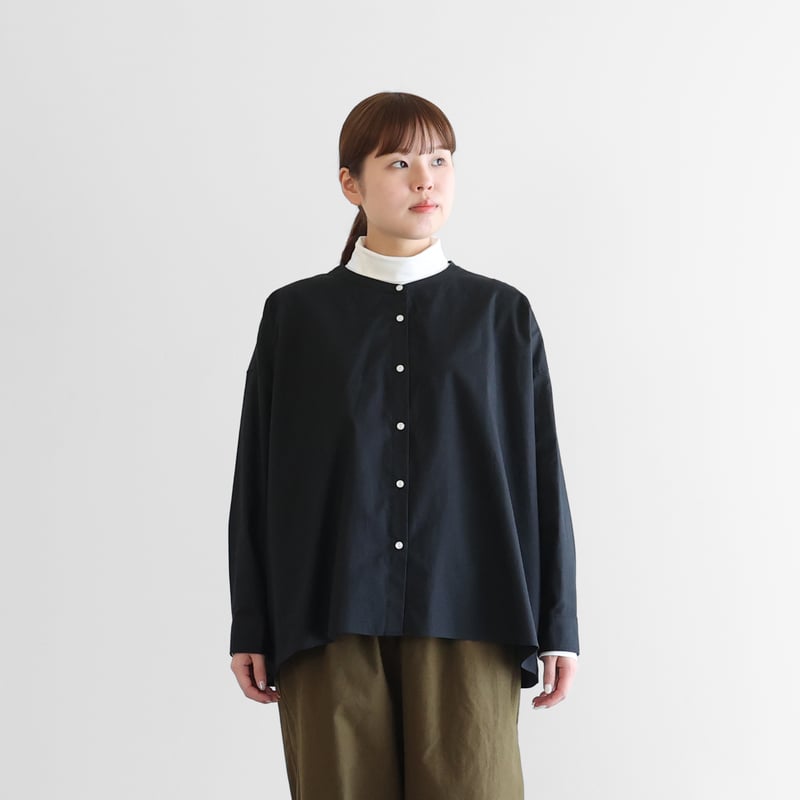 オーガニックコットンビエラバンドカラーワイドブラウス