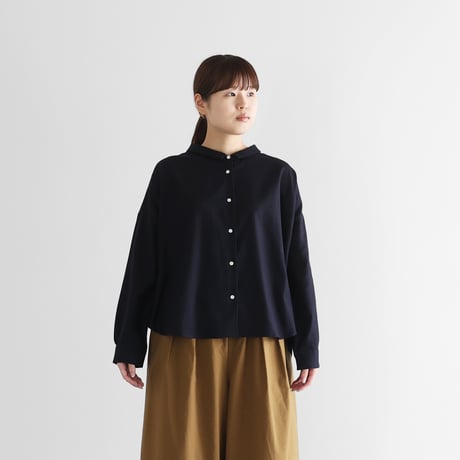 フランス綾ワイドブラウス（ダークネイビー）【レディス】U102