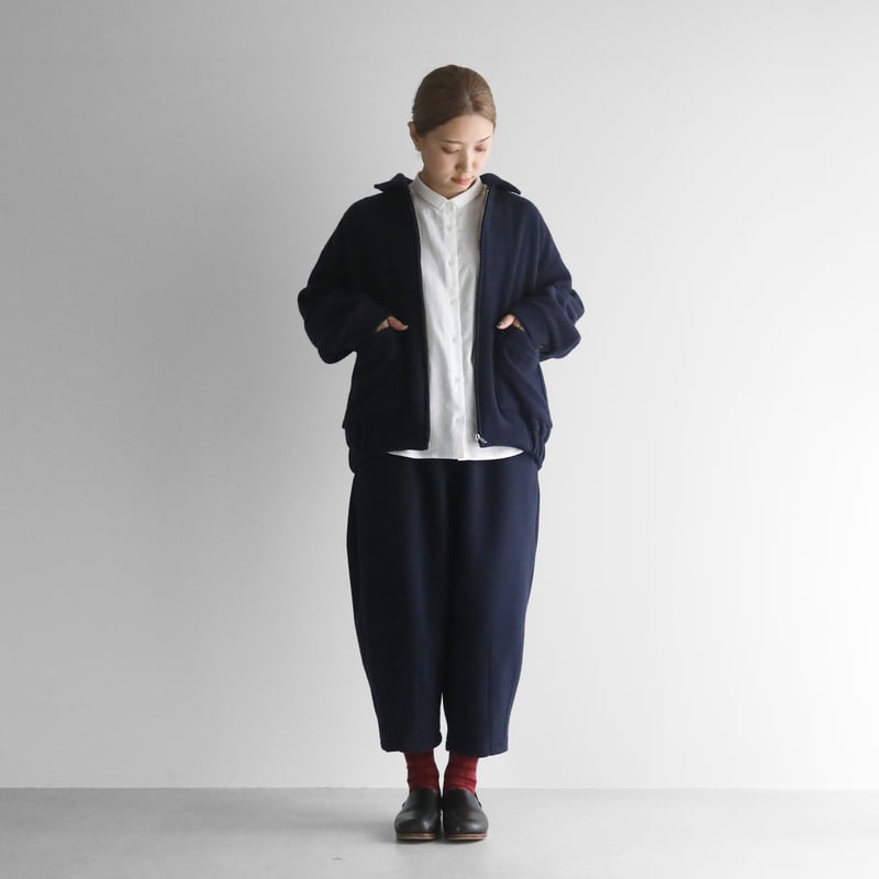 HUIS×尾州”縮絨ウールフランネルジップブルゾン(ダークネイビー HUIS×尾州”縮絨ウールフランネルジップブルゾン(ダークネイビー