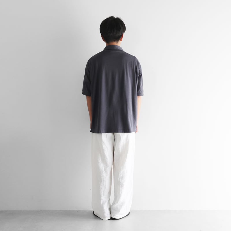HUIS in house］SUVIN COTTONビッグポロカットソー（ダークグレー）【ユ