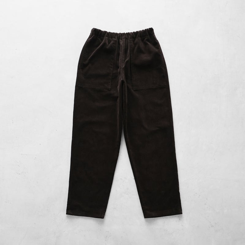 綿麻コーデュロイイージーワークパンツ（細畝・カーキブラウン）【ユニ