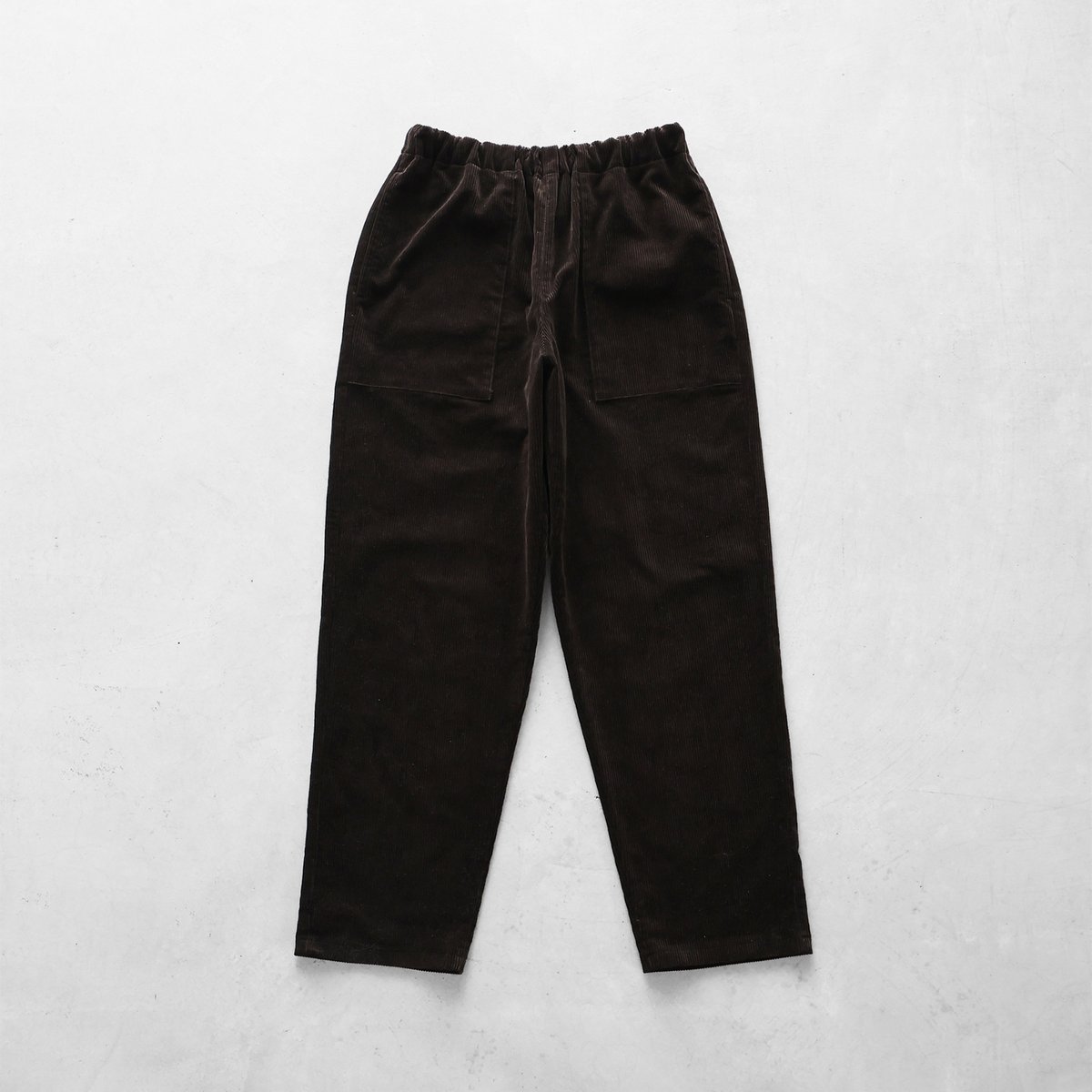綿麻コーデュロイイージーワークパンツ（細畝・カーキブラウン）【ユニ