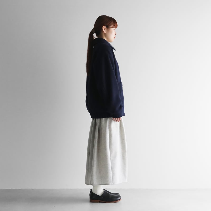 HUIS×尾州”縮絨ウールフランネルジップブルゾン（ダークネイビー