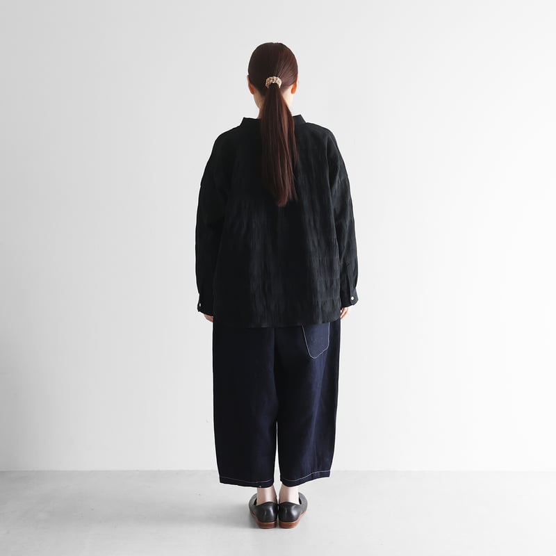 HUIS×三備”綿麻シャトルデニムバルーンパンツ（インディゴ）【ユニ