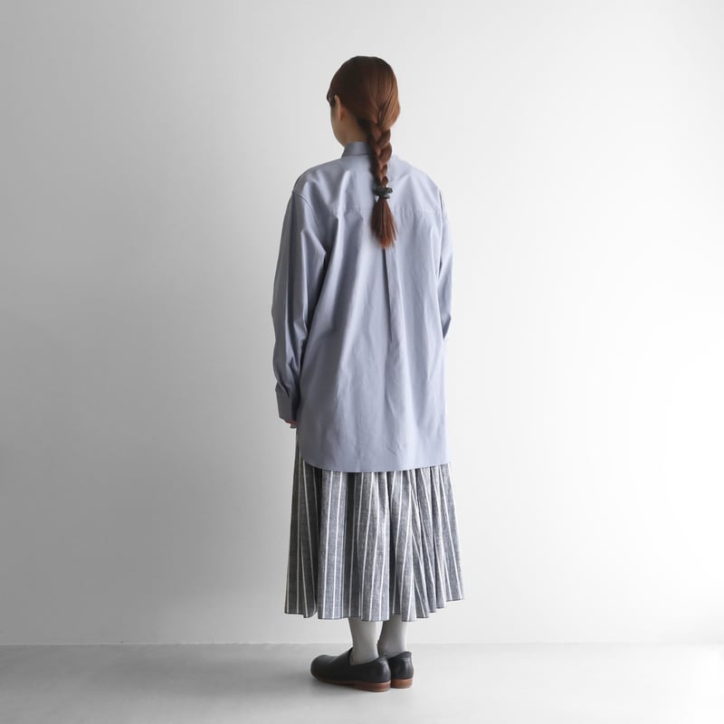 オーガニックコットンライトオックスビッグシャツ（スチール