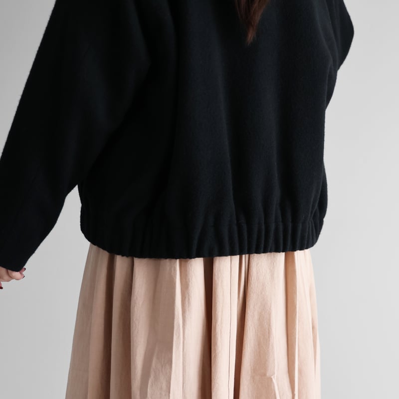 HUIS×尾州”縮絨ウールフランネルショートコート（ブラック）【ユニ