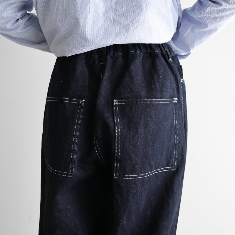 HUIS×三備”綿麻シャトルデニムワイドストレートワークパンツ