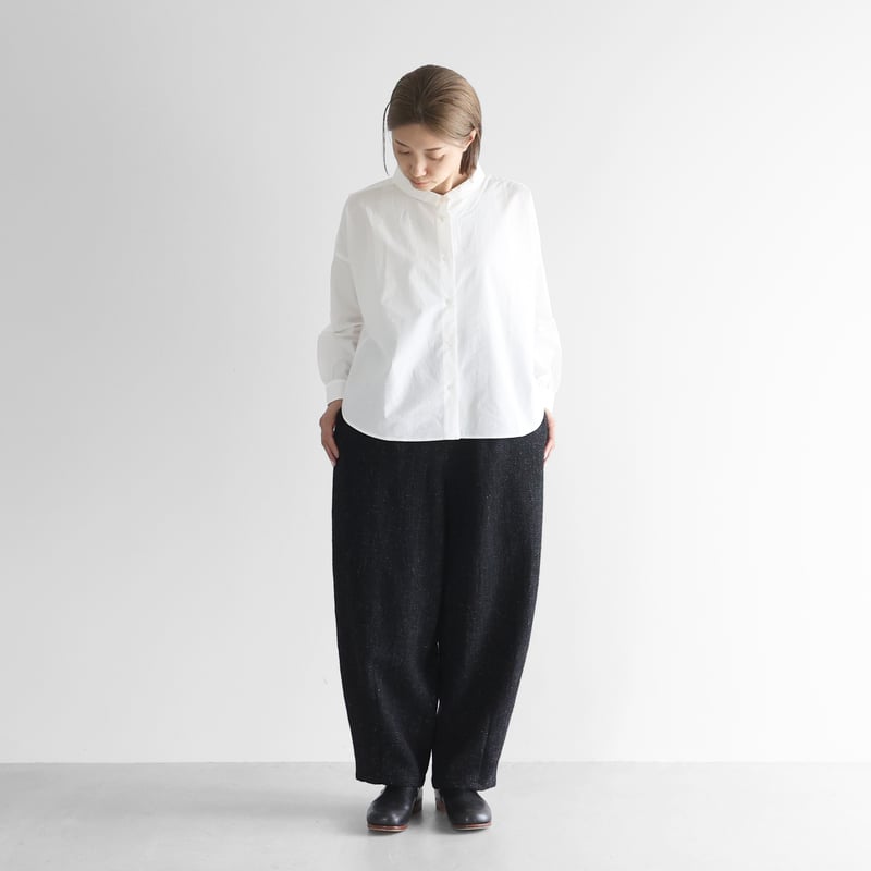 HUIS×尾州”縮絨リネンウールバルーンパンツロング（ブラック）【ユニ