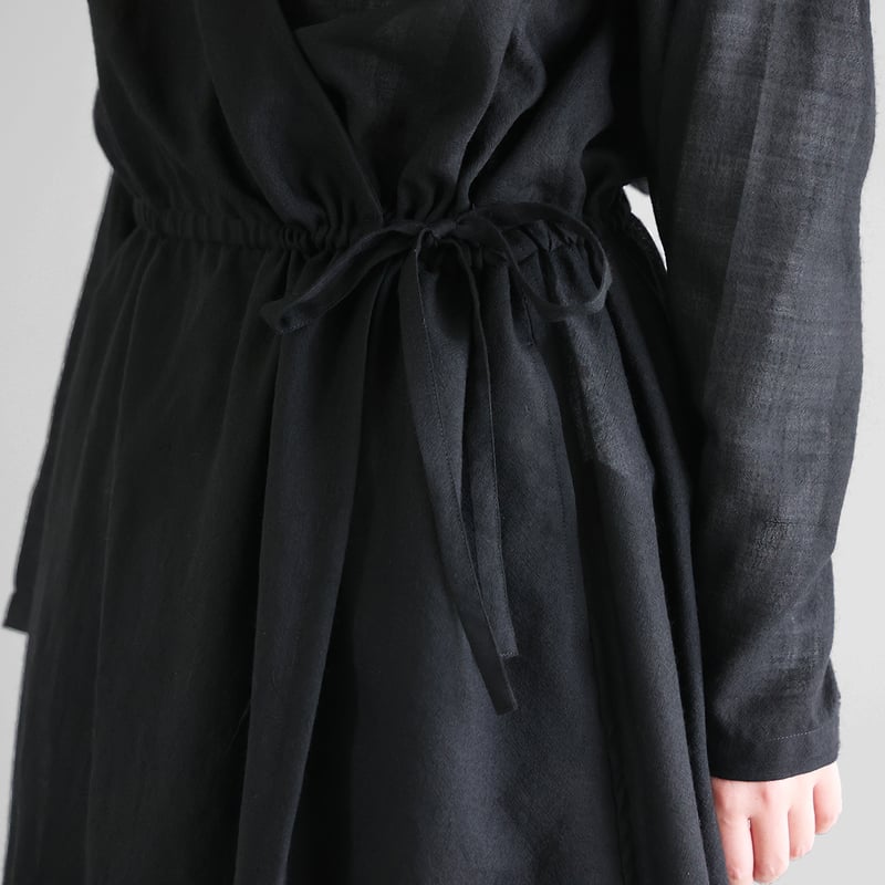 ウォッシャブルウールカシュクールワンピース（ブラック）【レディス