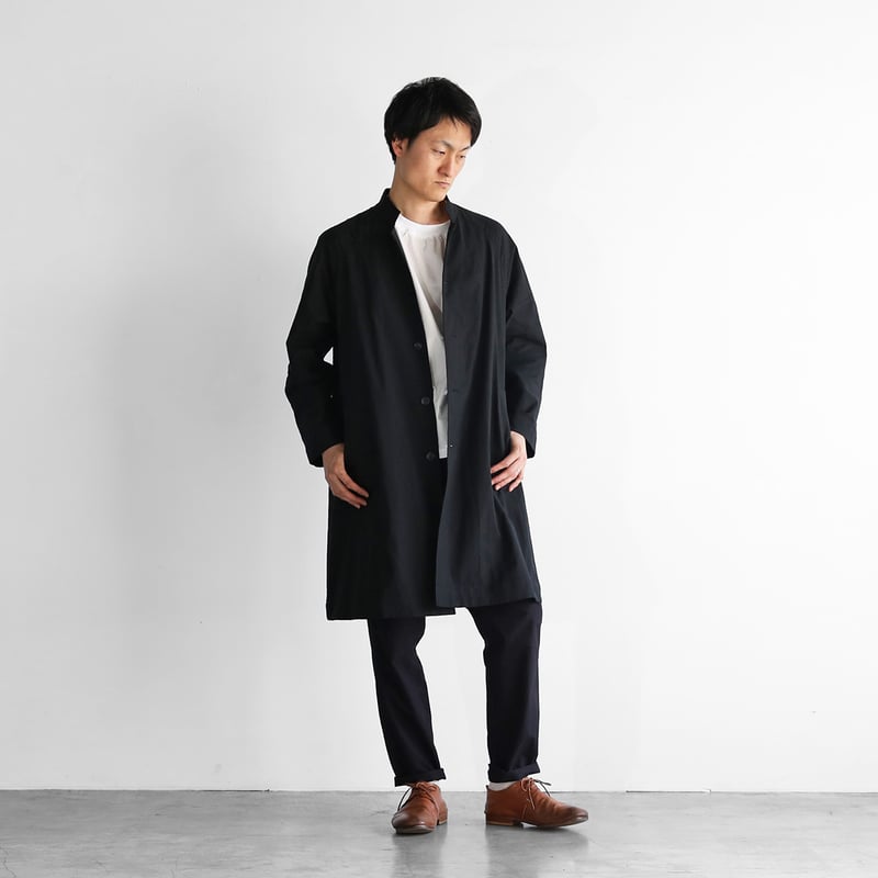 nestRobe ×WIFE&HUSBAND アトリエコート　ブラック やわらかシーチングコットンアトリエコート（ブラック）【ユニセックス