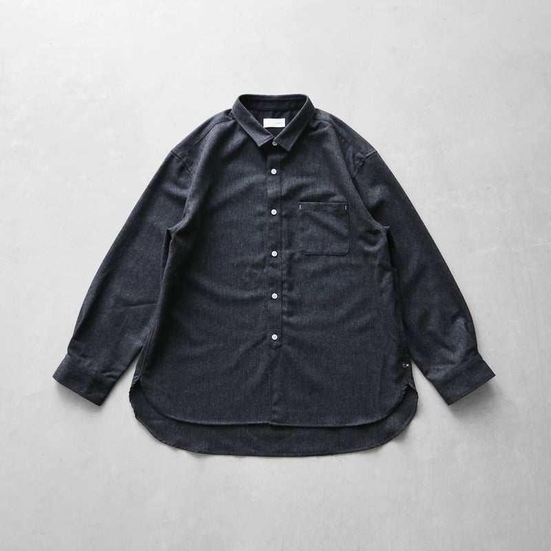 HUIS×尾州”ウールトロビッグシャツ（ダークグレー）【ユニセックス