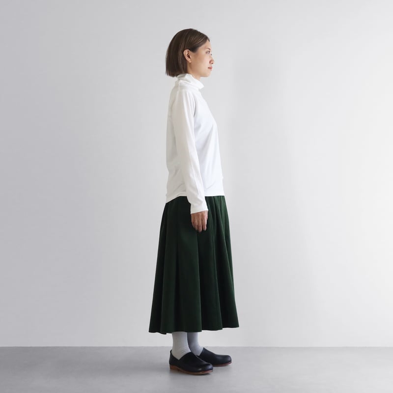 HUIS in house］SUVIN COTTON長袖タートルネックカットソー（白