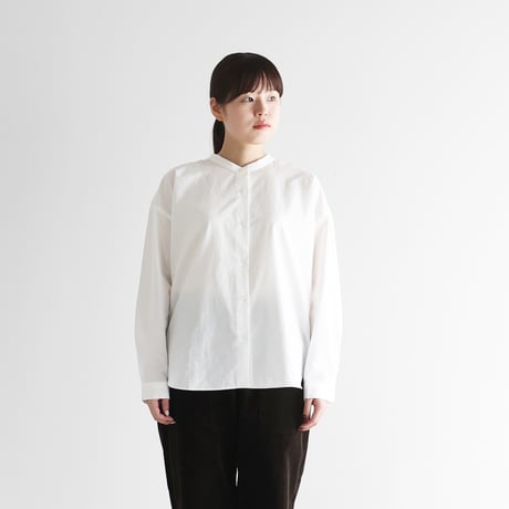 HUIS コットン　バンドカラー　シャツ　ダークグリーン HUIS コットン バンドカラー シャツ ダークグリーン