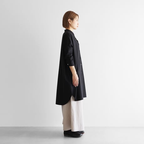 【遠州織物×久留女木の棚田プロジェクト】棚田コットンロングシャツ（ブラック）【ユニセックス】004