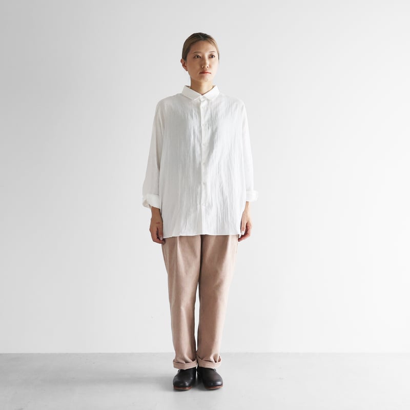 シャトルコーデュロイセミワイドパンツ（太畝・ピンクベージュ）【ユニ