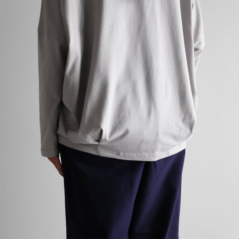 HUIS in house］SUVIN COTTON長袖コクーンカットソー（シルバーグレー）