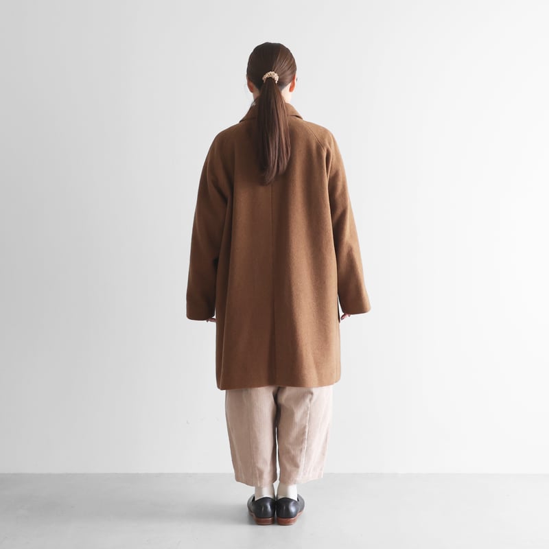 HUIS×尾州”縮絨ウールフランネルミドルコート （ブラウン）【ユニ