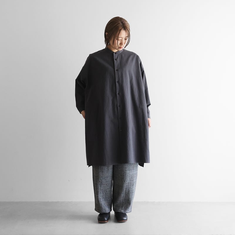 バンブーコットンロングシャツ（ダークグレー）【レディス】034 | HUIS