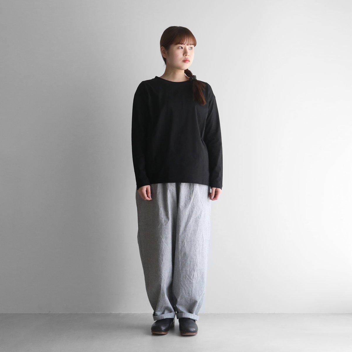 綿麻(コットンリネン)バフクロスバルーンパンツロング(グレー 綿麻(コットンリネン)バフクロスバルーンパンツロング(グレー