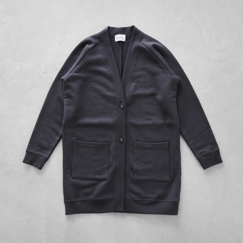 美品 HUIS. in house スウェット カーディガン 黒 huis HUIS in house］SUVINスウェットロングカーディガン（ダークグレー