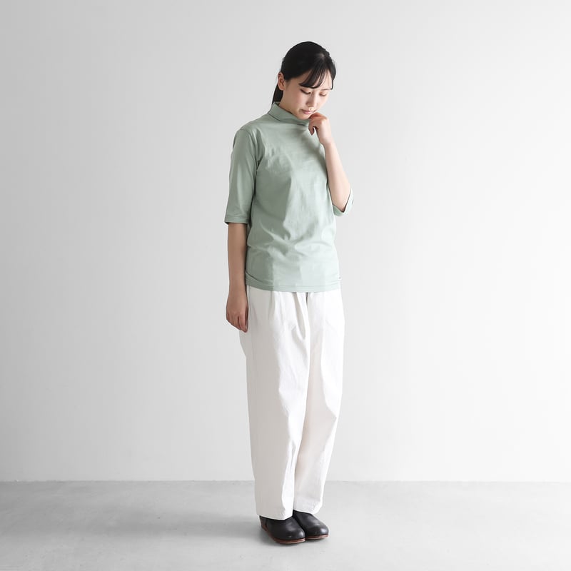 HUIS in house］SUVIN COTTON5分袖タートルネックカットソー（ジェラー